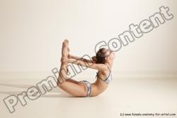 Swimsuit Gymnastic poses Woman White Moving poses Slim long brown Dynamic poses Academic